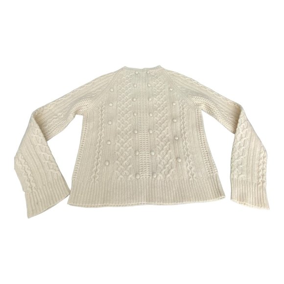 J. Crew Women's Small Lambswool Popcorn Pom Cable-knit Fisherman Sweater HTF - Picture 10 of 16